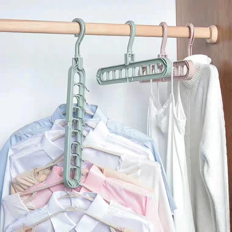 Douyin multi-functional clothes hanger storage, nine-hole clothes hanger, Magic clothes hanger, clothes drying rack, horizontal and vertical dual-purpose clothes hanger, wardrobe storage