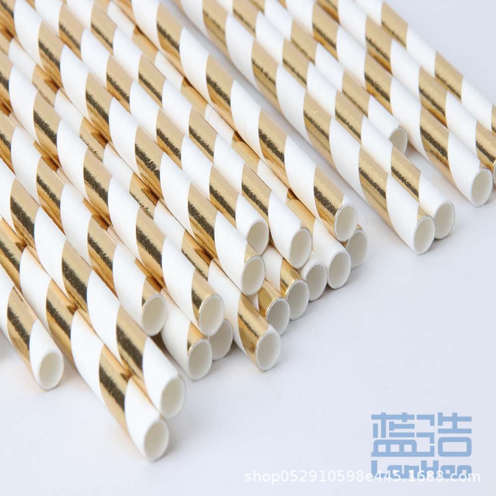 Factory direct sales of gold-embossed paper straws, eco-friendly straws, disposable paper straws, party supplies, all tested by the US FDA Application Scenario
