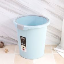 简约时尚素色压圈垃圾桶厨房卫生间家用塑料无盖便捷式收纳桶批发