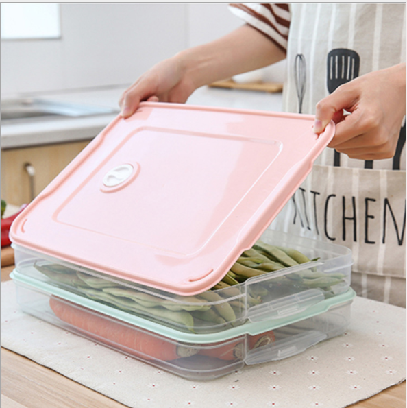 饺子保鲜盒冰箱收纳盒多层饺子盒带盖塑料透明大号食物盒饺子托盘