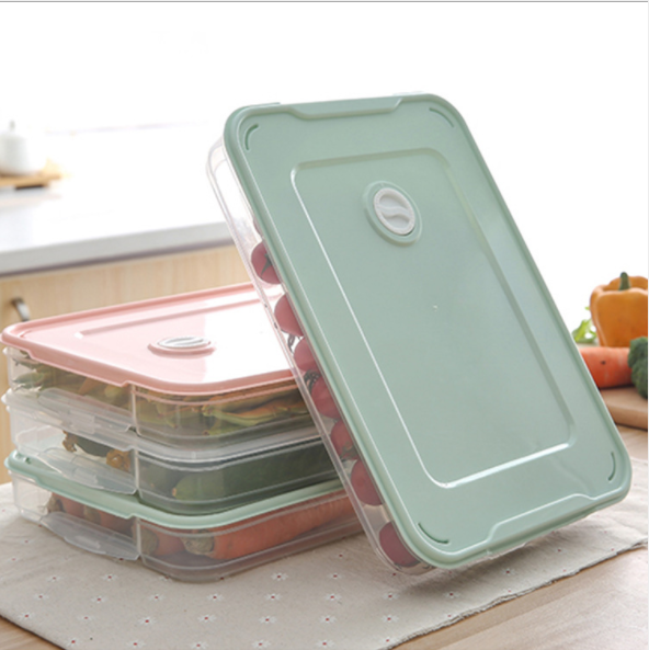 饺子保鲜盒冰箱收纳盒多层饺子盒带盖塑料透明大号食物盒饺子托盘产品图