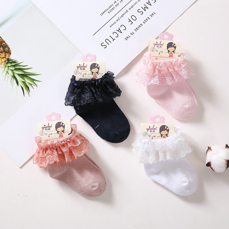 小贝奇日韩新款时尚可爱童袜 蕾丝花边婴儿袜精梳棉中筒子批发