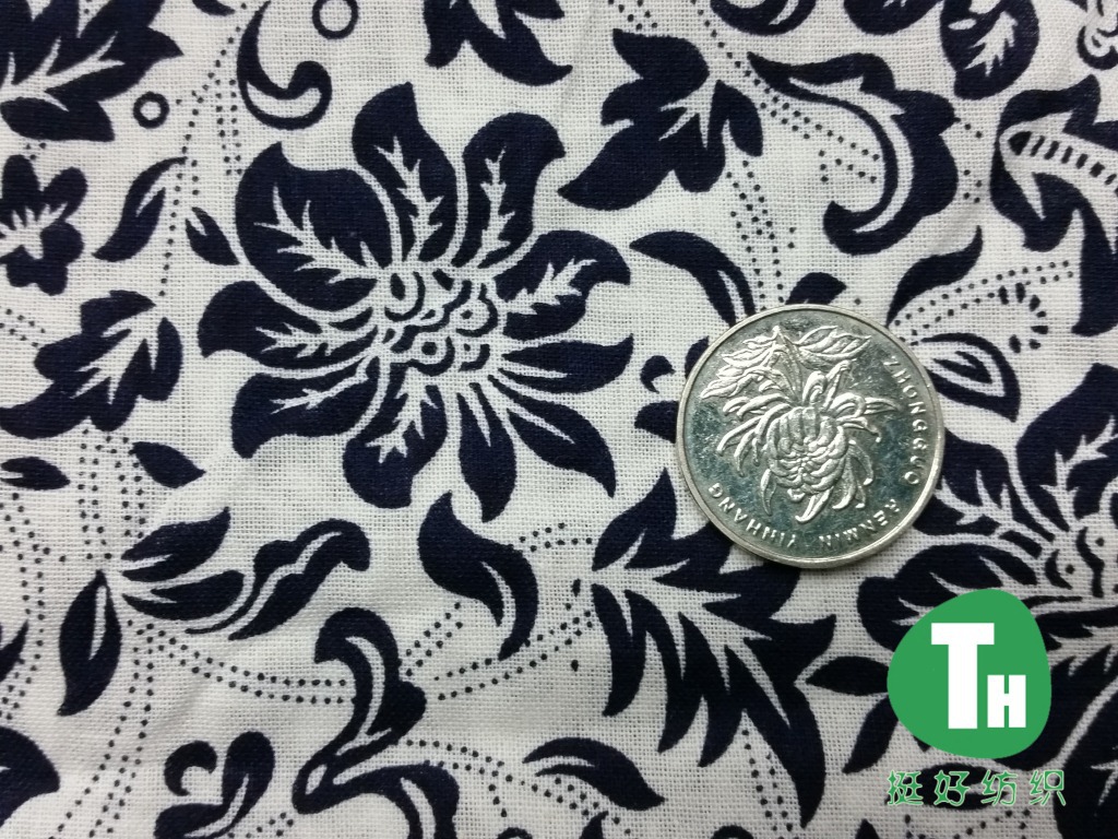 Kaly Supplies All Cotton Calico Orchid Brandi White Flower Vintage White On Blue Pattern B19