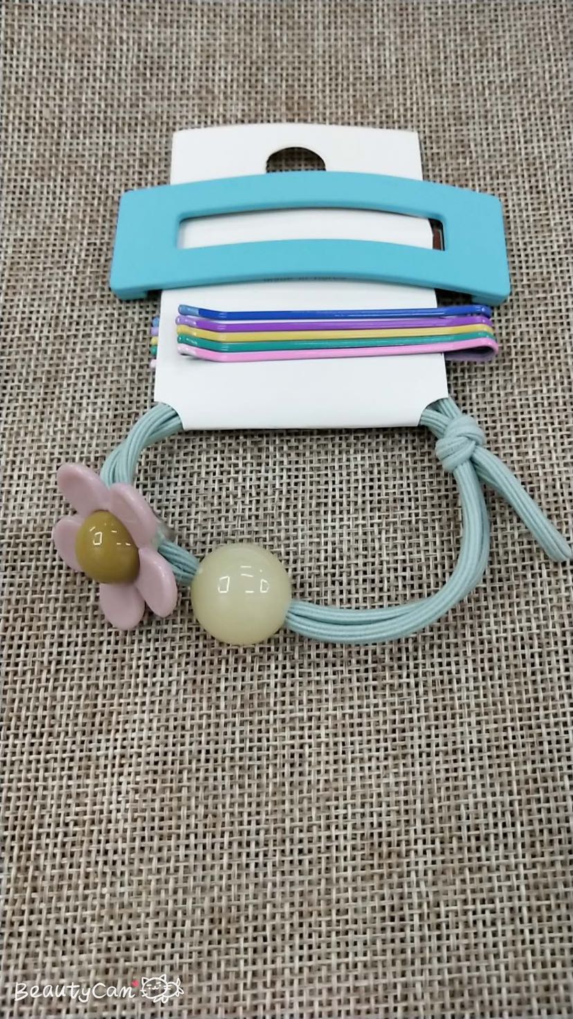 Korean version of the popular jelly BB clip, colorful straight clip, side clip with small flowers, high-elasticity girlish heart, leather band hair accessory and headwear details Picture