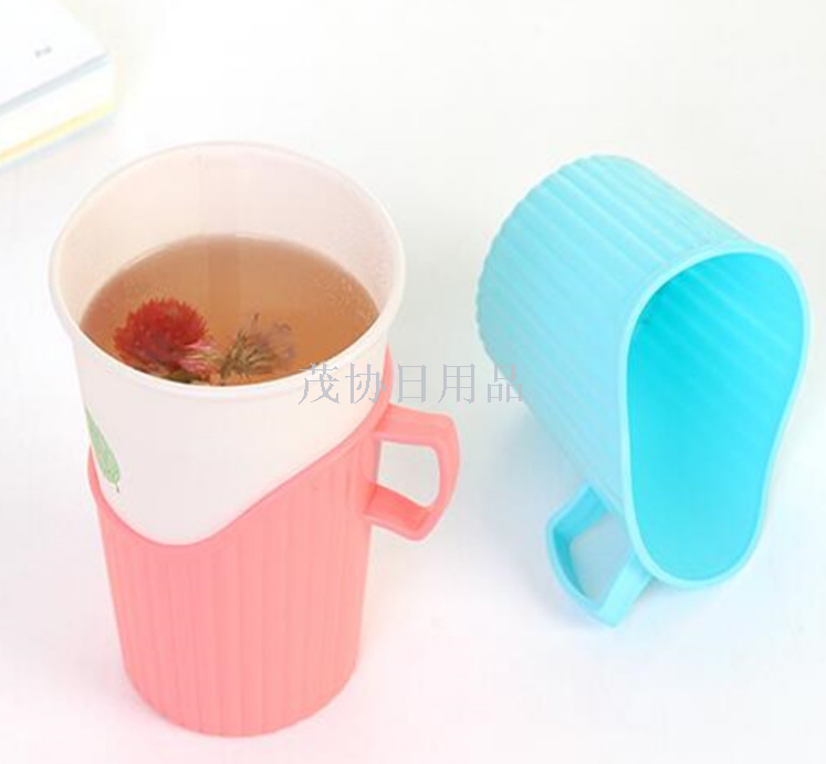 10 sets of disposable paper cup holders, thickened cup holders, plastic cup holders, paper cup racks, heat-insulating hot water cup holders and cup covers Specification image