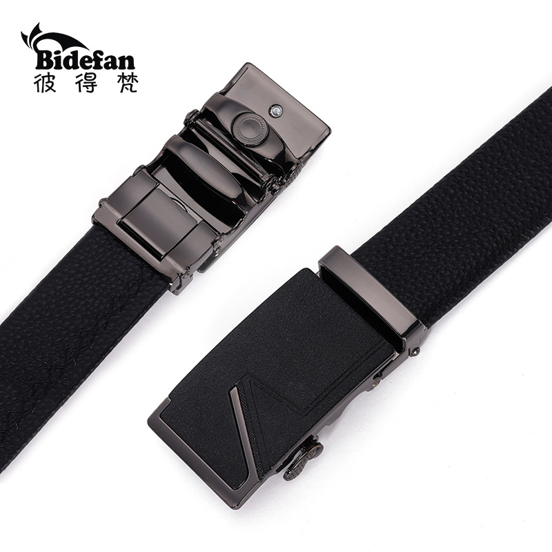 Leather Belt Automatic Buckle Layer Cowhide Lychee Grain Frosted Buckle New Cross-Border E-Commerce Peter Van Specification drawing