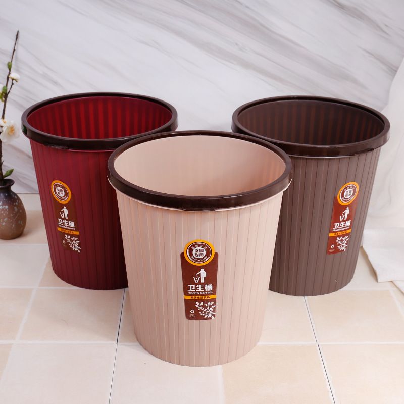 厂家直销简约实色条纹纸篓 客厅厨房卧室办公室家用压圈垃圾桶
