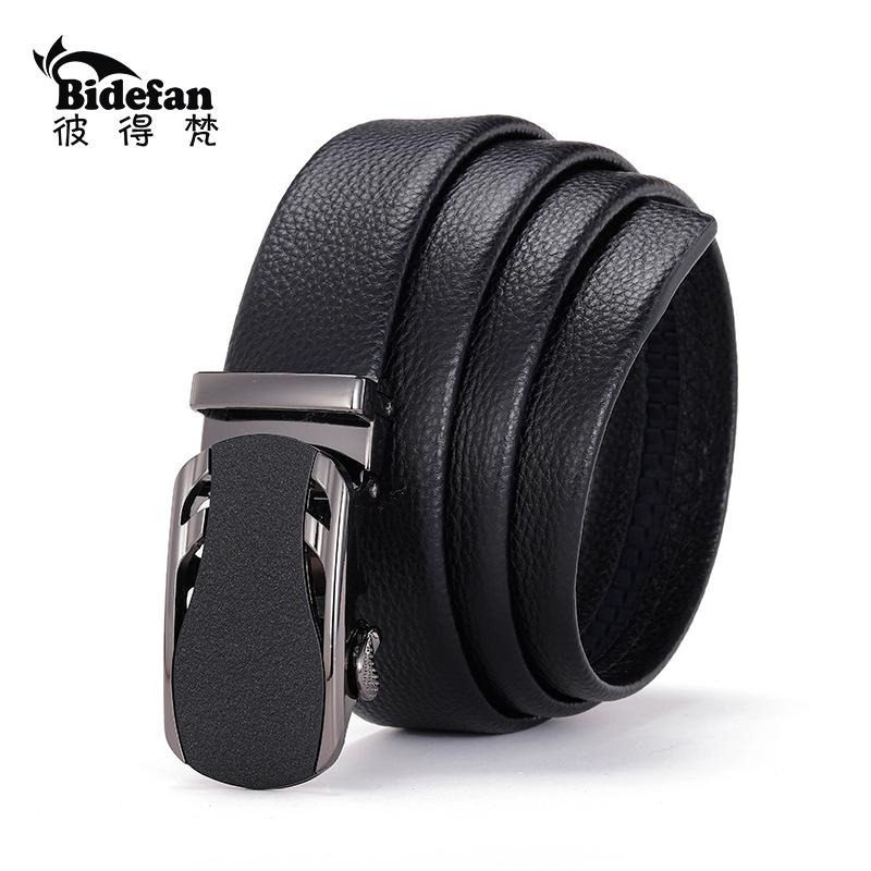 Leather Belt Automatic Buckle Layer Cowhide Lychee Grain Frosted Buckle New Cross-Border E-Commerce Peter Van