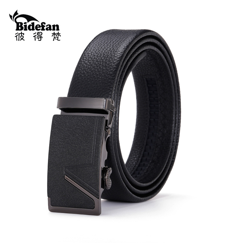Leather Belt Automatic Buckle Layer Cowhide Lychee Grain Frosted Buckle New Cross-Border E-Commerce Peter Van Application Scenario
