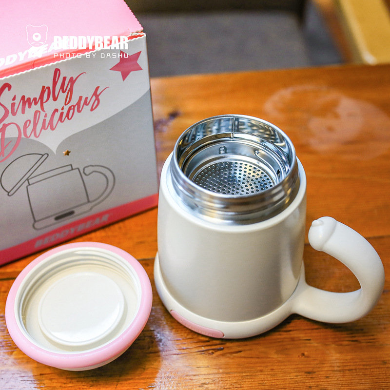 Bebear handle office cup, double-layer stainless steel coffee, adult insulated cup, cat filter, business gift water cup details Picture