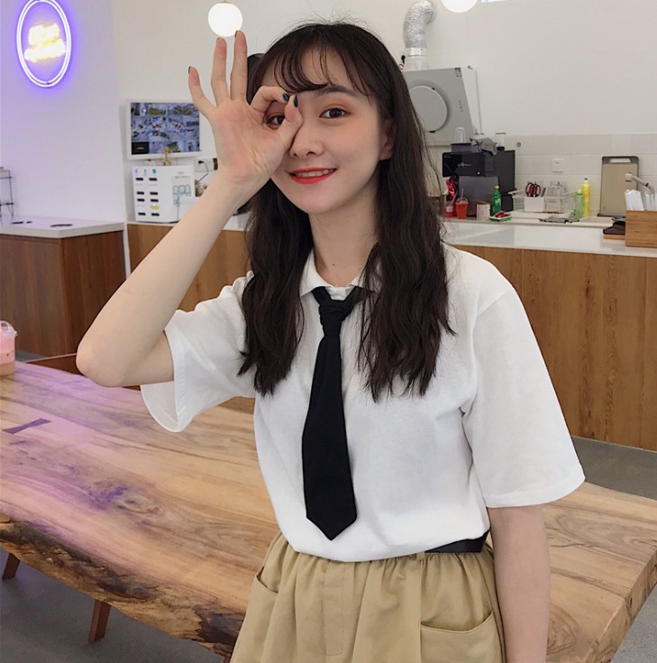 夏季新款Polo领韩版学生领带ins短袖