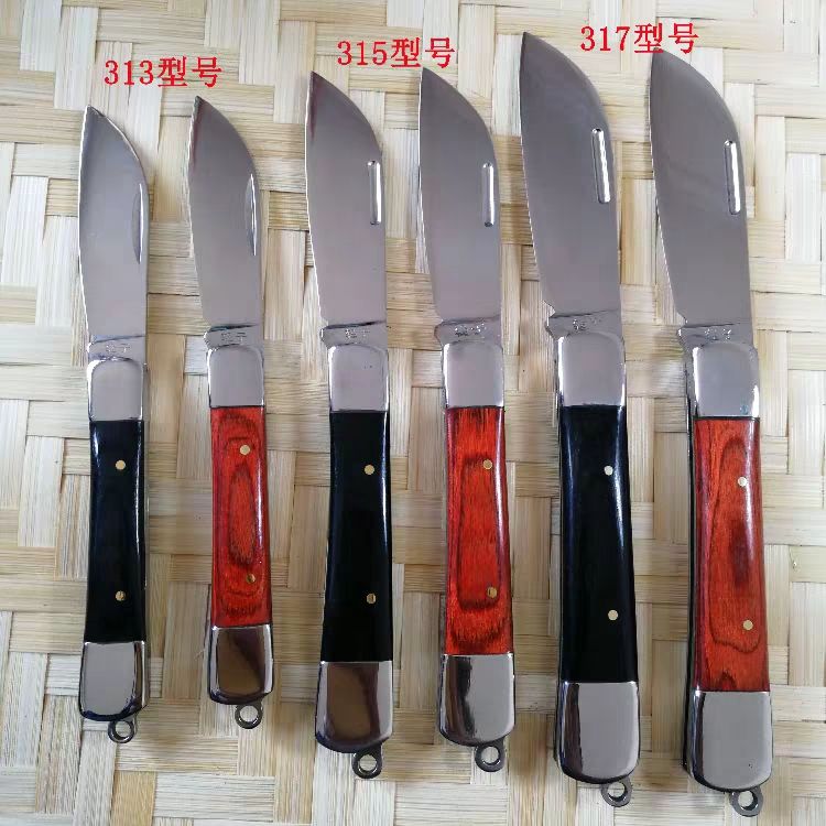 平南镜面刀刃轻子水果刀折叠实木不锈钢小刀纯手工锻打红木水果刀 thumbnail