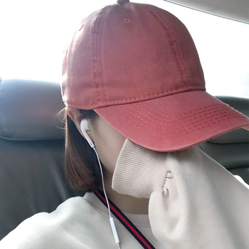 韩版休闲百搭棒球帽做旧水洗牛仔鸭舌帽街头潮人秋冬帽子女弯檐