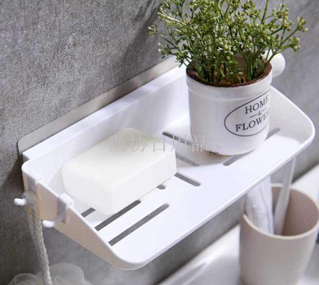 Kitchen bathroom shelf without trace adhesive bathroom shelf without punching wall hanging plastic wash stand storage shelf