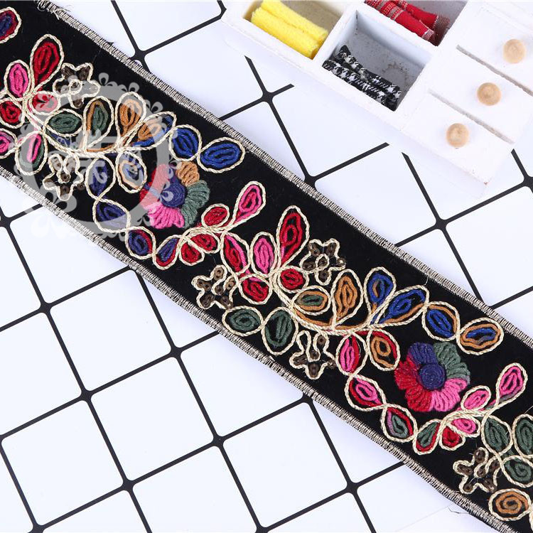 National Style Vintage Lace High-Grade European And American Embroidery Edge Embroidery Curtain Embroidery Dress Decoration Accessories Special Supply Specification drawing