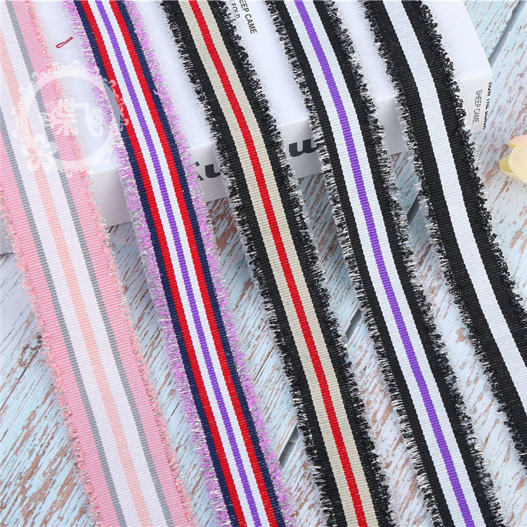 Tail Series 2.5CM wide multi-color Korean small fragrance ribbon jacquard eyelash fringe ribbon lace thumbnail
