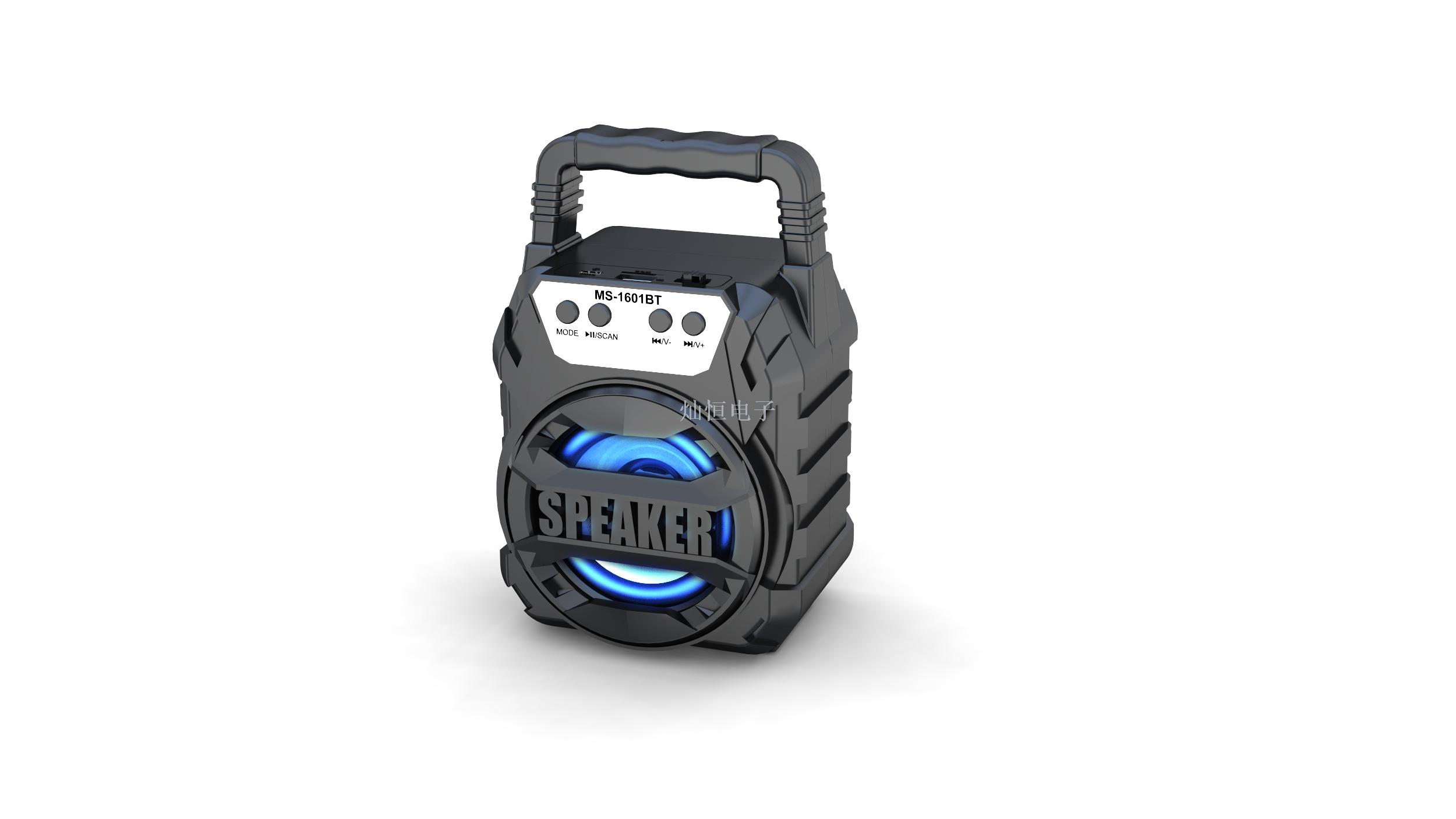 MS New anti-drop portable Bluetooth speaker 3-inch subwoofer card speaker with light USB