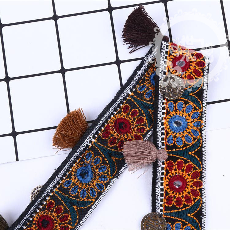 Direct sales from the manufacturer of new ethnic nail bead webbing tassels for DIY clothing, scarves, bags and home textile accessories Application Scenario