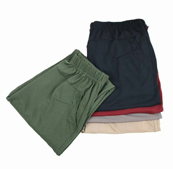 Middle-aged and elderly nine-inch pants, summer pants for mothers, thin and loose women's pants, stretch casual pants, high waist Specification image