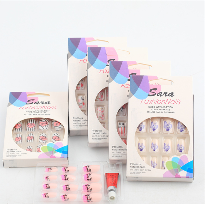 New Korean version of colorful fake nail nail nail sheet durable environmental protection nail decoration fake nail in the long nail sheet wholesale