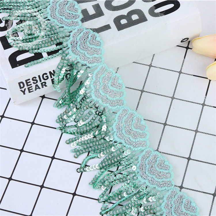 16CM mesh gauze wave sequin bead hanging beard national embroidery flower high-grade dress princess dress accessories