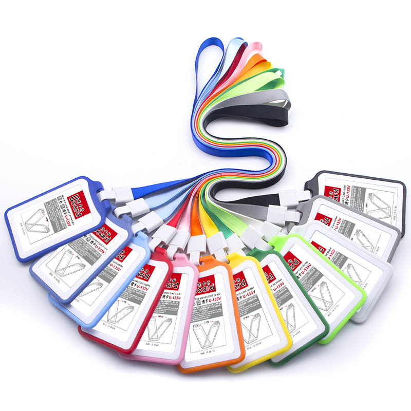 优卡特升级款美人肩工作证卡套带绳套装双面证件套工牌学生公交卡