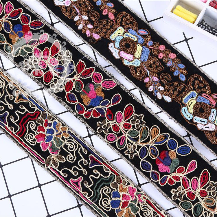 National Style Vintage Lace High-Grade European And American Embroidery Edge Embroidery Curtain Embroidery Dress Decoration Accessories Special Supply