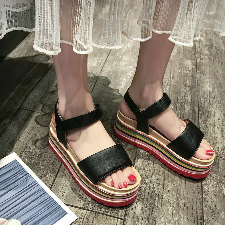 厚底彩虹低凉鞋鞋子产品图