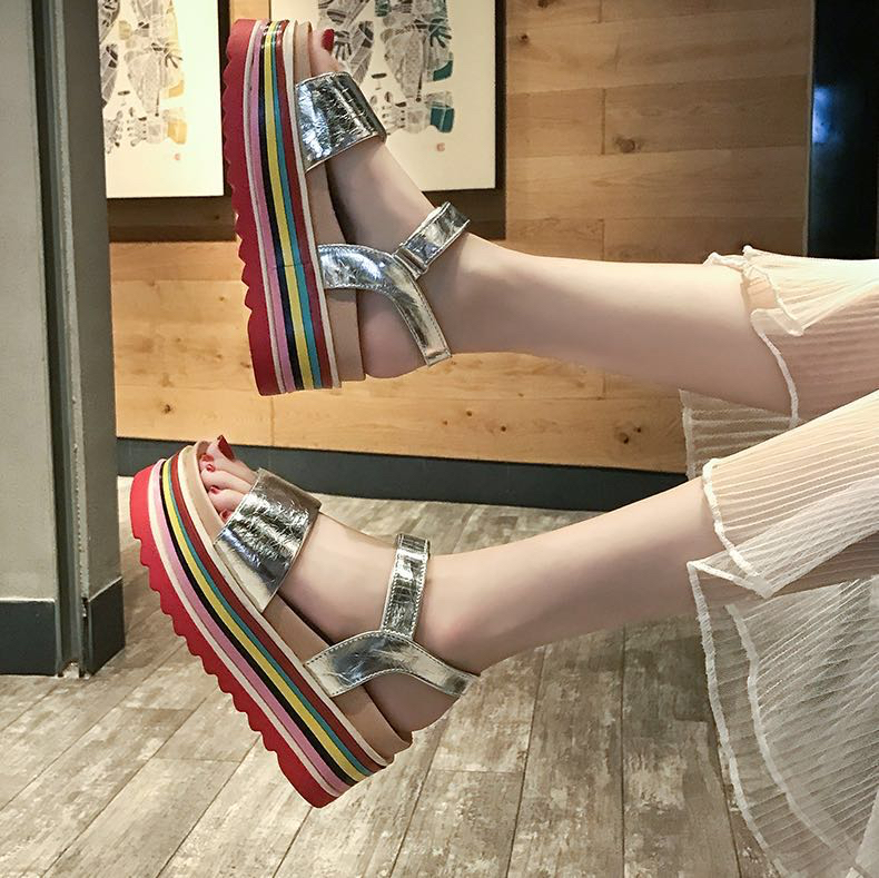 厚底彩虹低凉鞋鞋子细节图