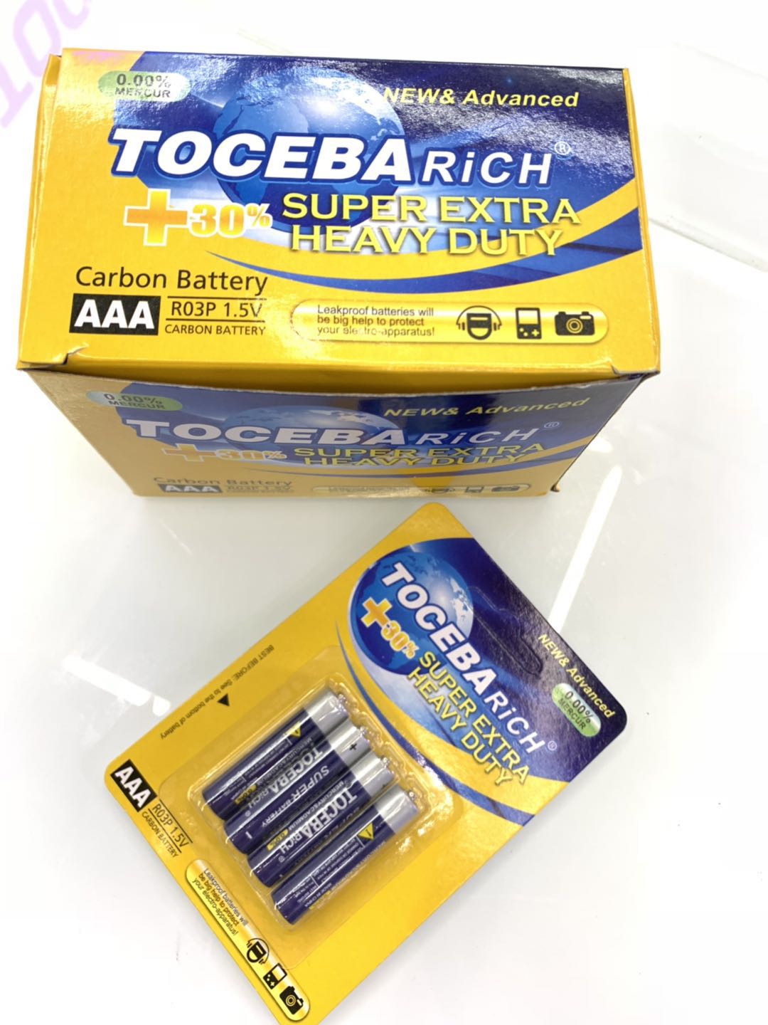 TOCEBA rich 7号卡装碳性电池 AAAUM-4型号高容量高功率厂家直销