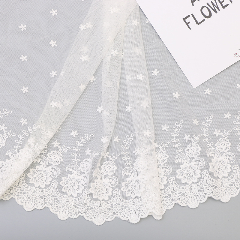 玻璃纱高档透明网纱刺绣蕾丝金银线满幅40cm宽家居布艺饰品