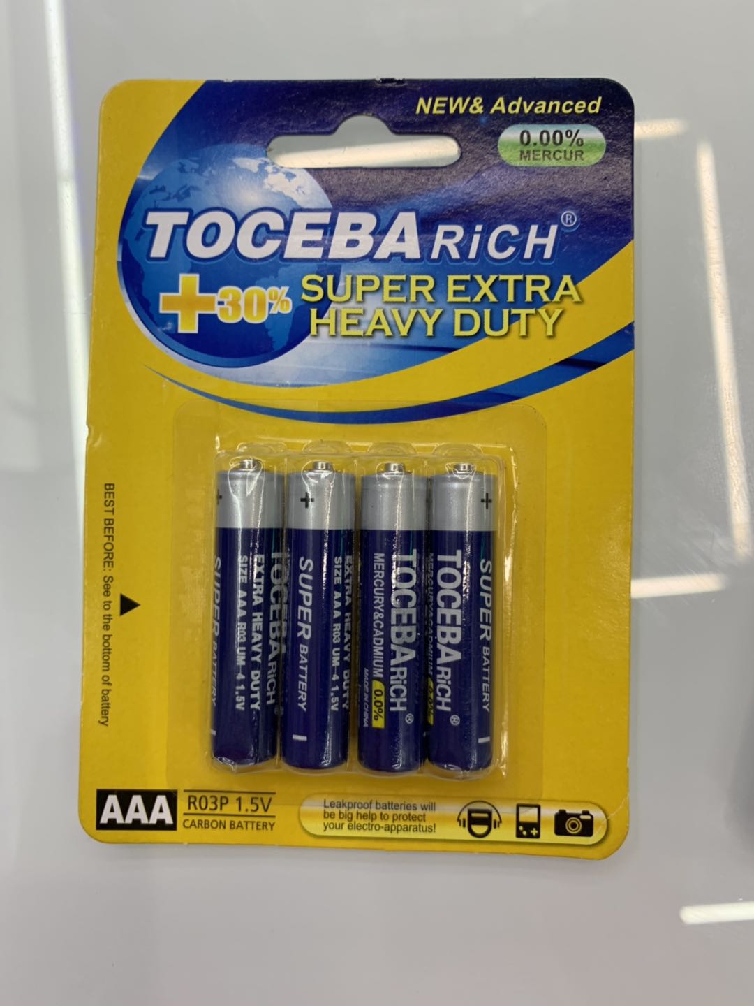 TOCEBA rich 7号卡装碳性电池 AAAUM-4型号高容量高功率厂家直销产品图