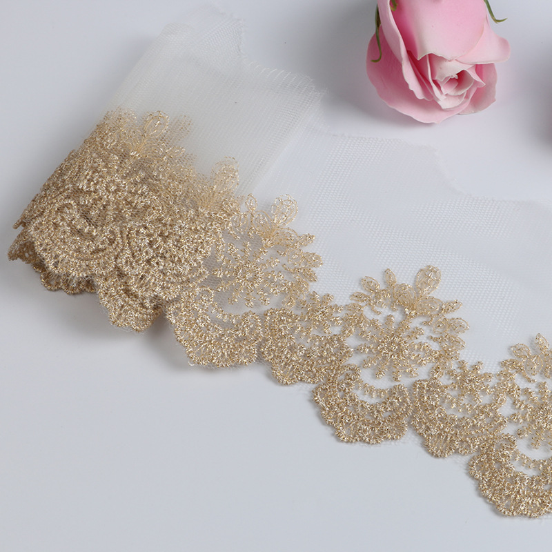 Gold thread net cloth lace embroidery lace Throw pillow cushion bed linen tablecloth chair cushion clothing accessories material 10CM thumbnail