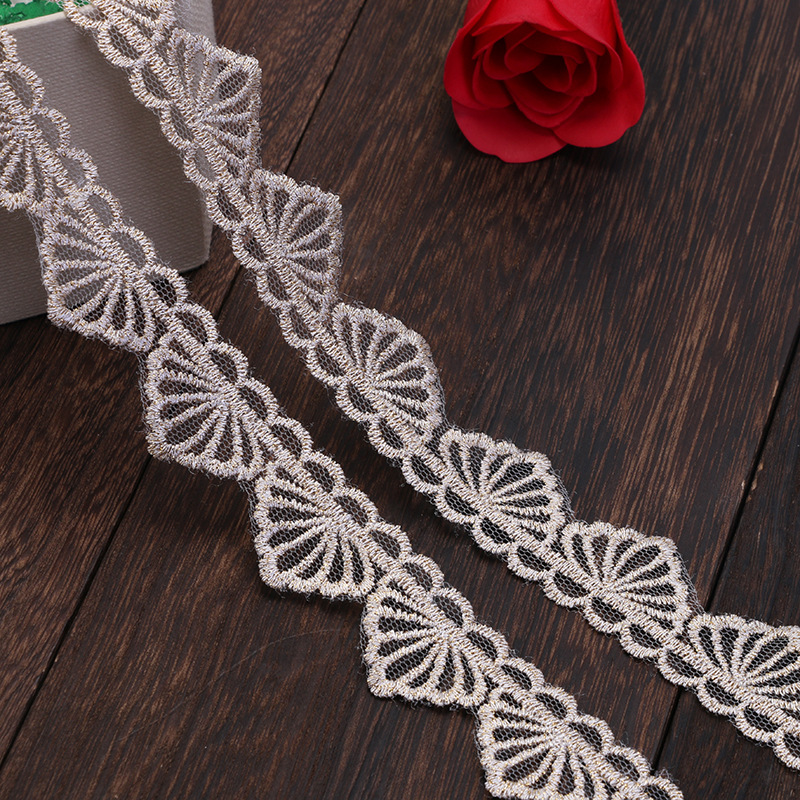 Transparent net gold thread net fabric embroidery lace clothing accessories manufacturers direct spot 2.5CM