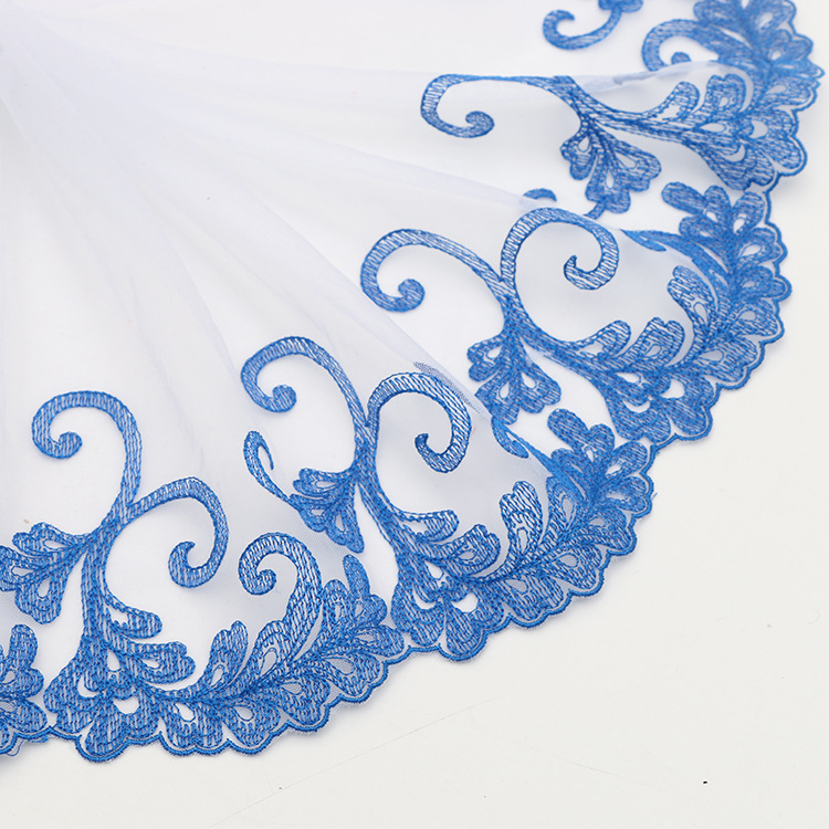 20CM explosive embroidery blue and white porcelain mesh lace DIY headwear hair accessories Car Barbie doll skirt thumbnail