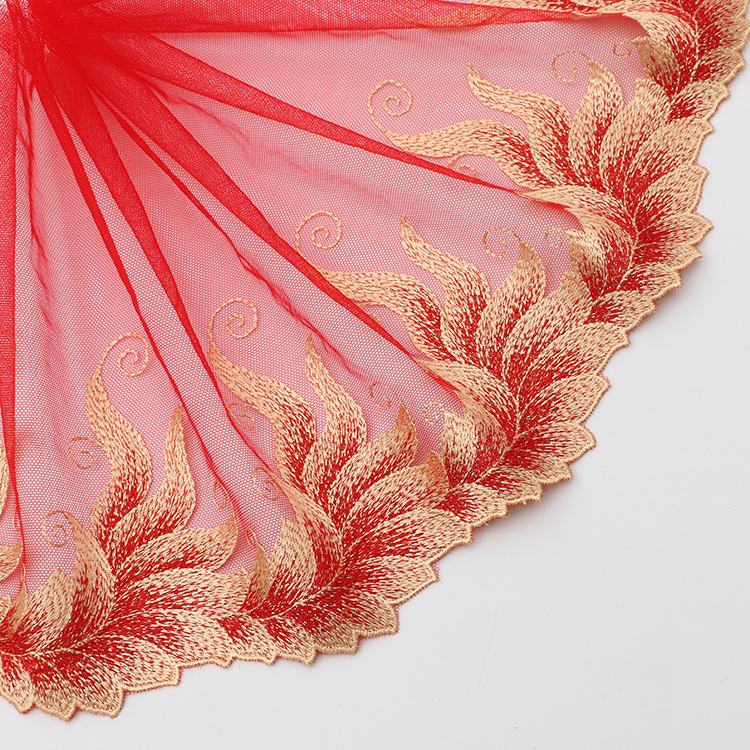 New bright red color mesh mesh lace embroidery lace Car Barbie skirt lace 21CM thumbnail