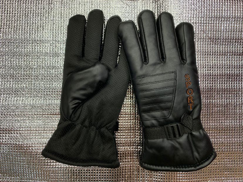 Guantes de cuero invierno ciclismo hombre cálido al aire libre impermeable engrosado más algodón más veludo esquí antifrío antideslizante motocicleta details Picture