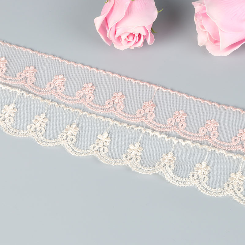 Stereotypical yarn dyed mesh fabric Embroidery lace Clothing clothing Home fabric bedding accessories 3.5CM