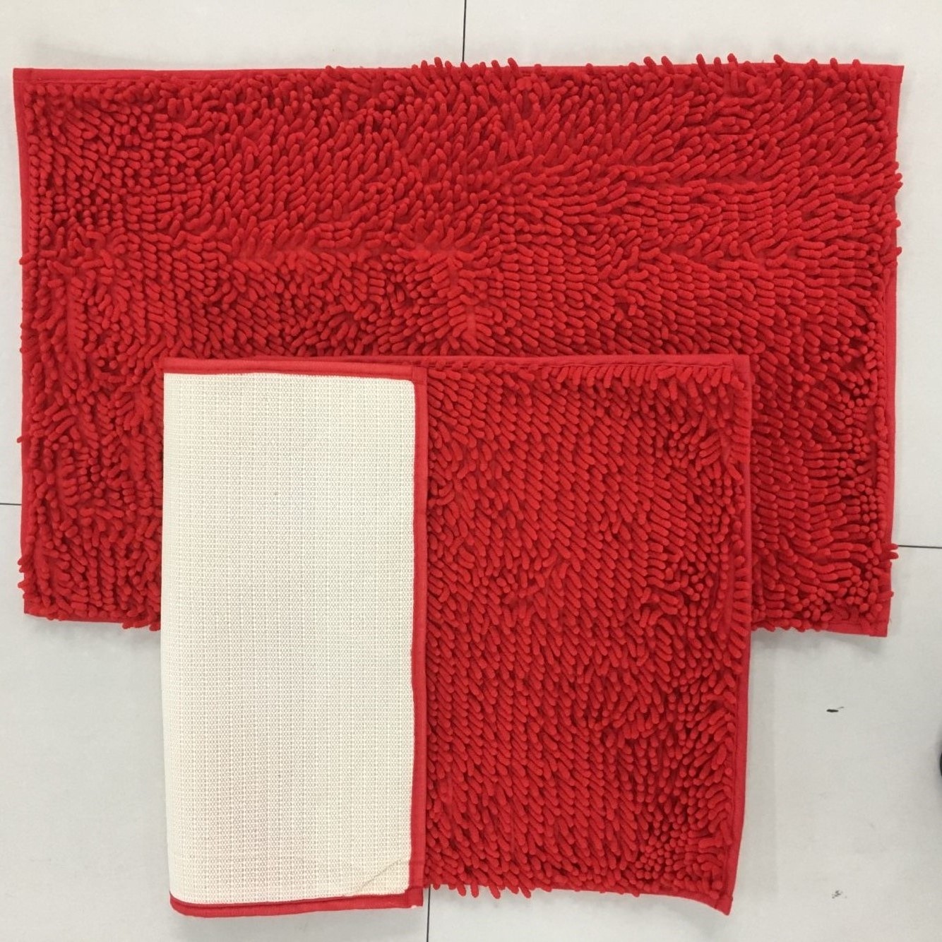New best-selling factory direct sales: 50*80cm red long-haired Chenille floor mat, bedside mat, edge mat, door mat, carpet full figure