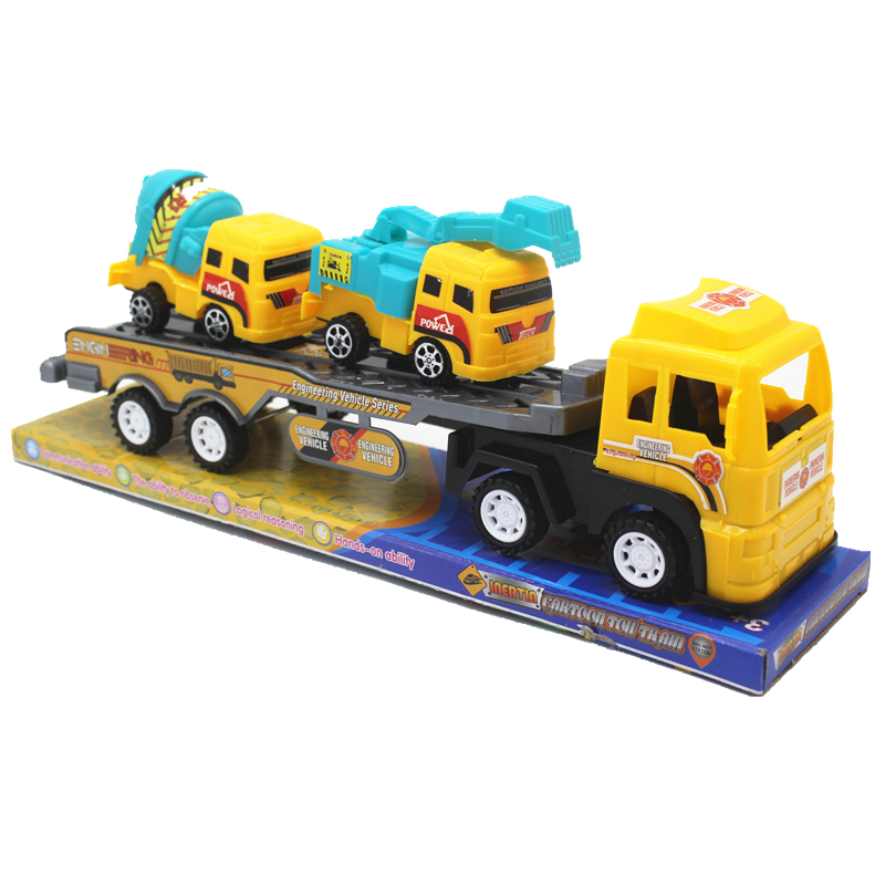 儿童工程车玩具惯性拖头车仿真货柜车汽车男孩玩具车模型