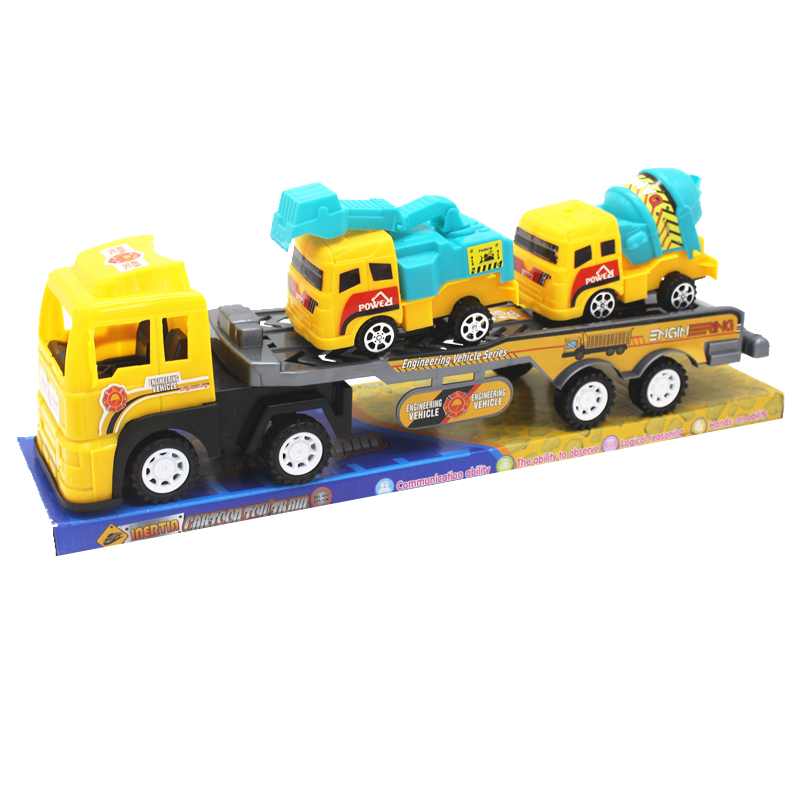 Children's engineering vehicle toy inertial tractor truck simulation container truck car boy toy car model details Picture