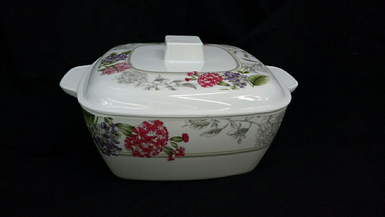8 "square ear covered bowl 1960