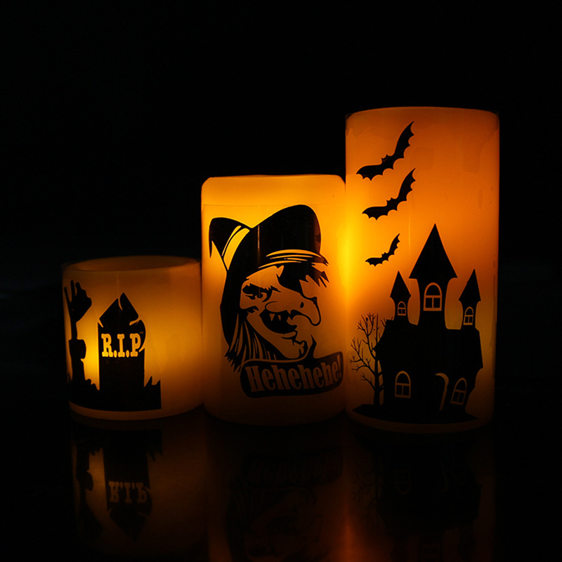 Custom design Halloween candles electronic candles illuminated paraffin WAX LED simulation candle lights