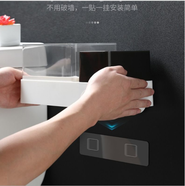 Multi-functional tissue box, toilet without perforation, washroom storage rack, bathroom storage, wall-mounted tissue box Specification image