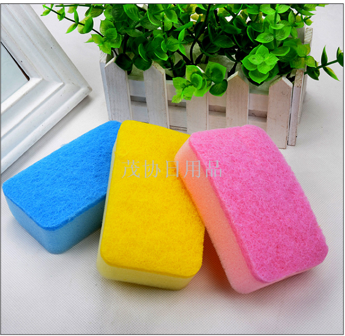 Candy-colored cleaning sponge, durable and stain-removing cleaning sponge block, 3 pieces cleaning brush Specification image