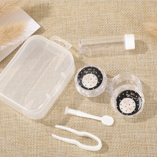 卡通新款对装眼镜盒 学生隐形眼镜盒批发 便捷吸棒护理盒美瞳盒产品图