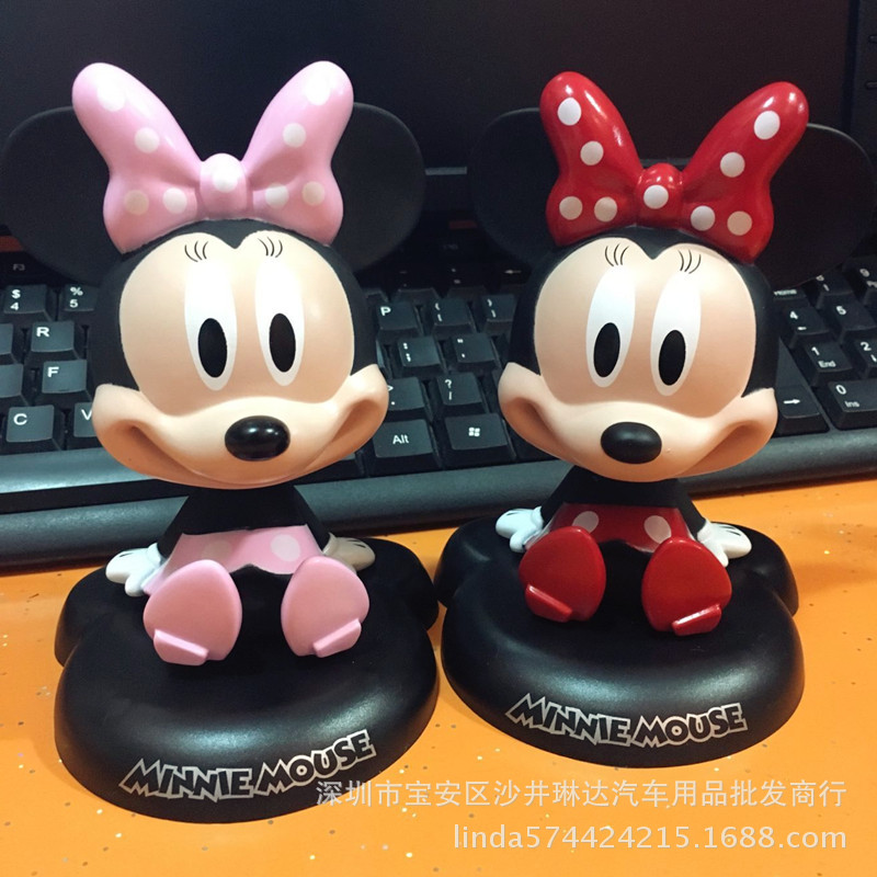 鑫侬卡通汽车内饰品米老鼠车载摇头公仔汽车摆件玩具玩偶娃娃细节图