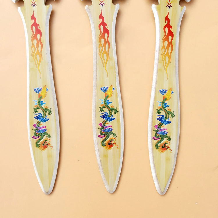 竹木刀剑 彩色天龙剑表演道具青龙剑刀剑景区畅销款 货号81617细节图