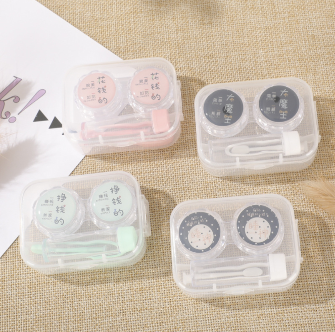 卡通新款对装眼镜盒 学生隐形眼镜盒批发 便捷吸棒护理盒美瞳盒细节图