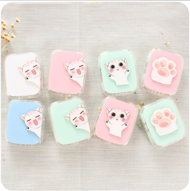 A Creative and cute Cheese Cat series contact lens case, Super cute care color contact box, Double Box and Companion box wholesale
